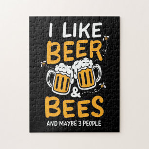 Bienenkopfgeschenk Ich mag Bier und Bienen Puzzle