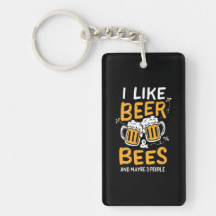 Bienenkopfgeschenk Ich mag Bier und Bienen Schlüsselanhänger