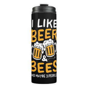 Bienenkopfgeschenk Ich mag Bier und Bienen Thermosbecher