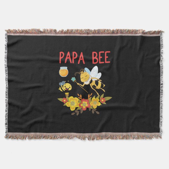 Bienenkopfgeschenk | Papa-Biene-Blume Decke (Vorderseite)