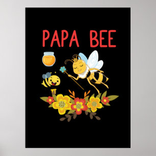 Bienenkopfgeschenk   Papa-Biene-Blume Poster
