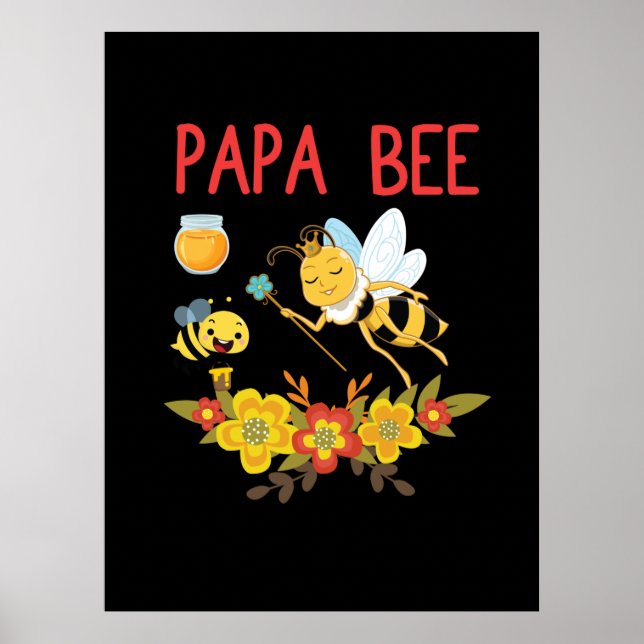 Bienenkopfgeschenk | Papa-Biene-Blume Poster (Vorne)