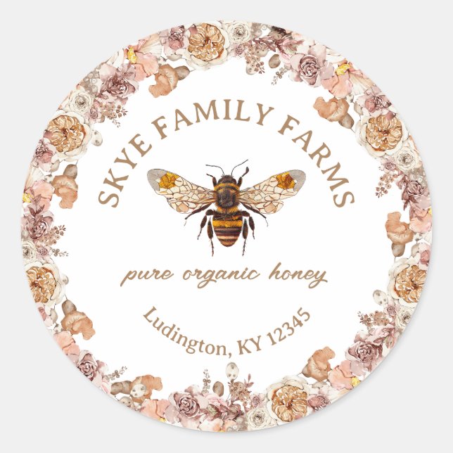Bienenkorb Bio Honig Runder Aufkleber (Vorderseite)
