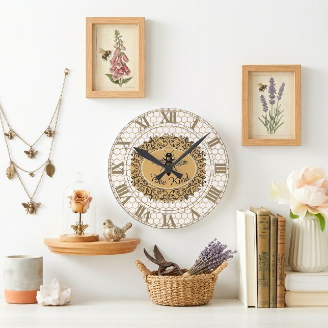 Bienenkraut Runde Wanduhr (Von Creator hochgeladen)