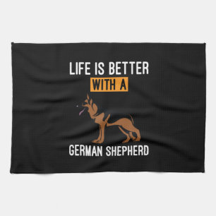 Bienenkunst mit deutschem Schäferhund Geschirrtuch