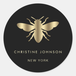 Bienenlogo auf schwarz runder aufkleber