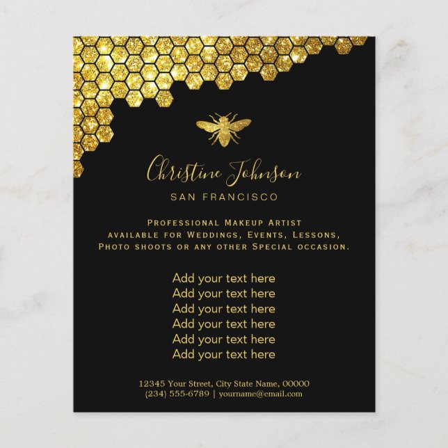 Bienenlogo auf schwarzem Flyer (Vorne)