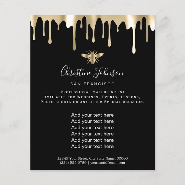 Bienenlogo auf schwarzem Flyer (Vorne)