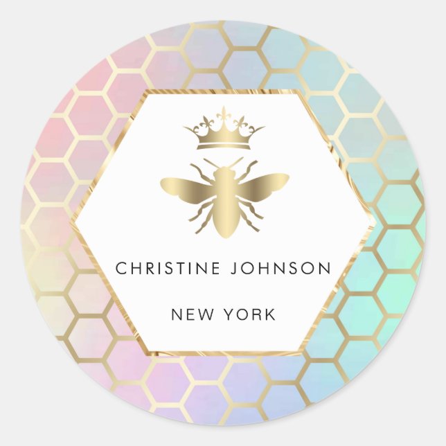 ・ Bienenlogo, klassischer Rundaufkleber Runder Aufkleber (Vorderseite)