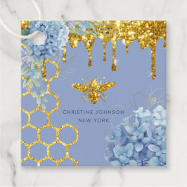 Bienenlogo und blaue Hydrangea Geschenkanhänger