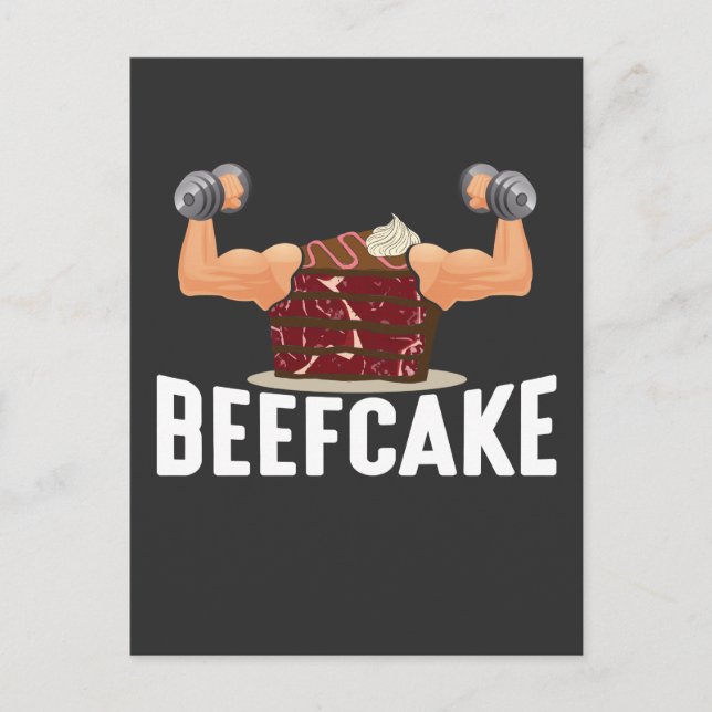 Bienenmuskelkuchen Bodybuilder Weightlift Pu Postkarte (Vorderseite)