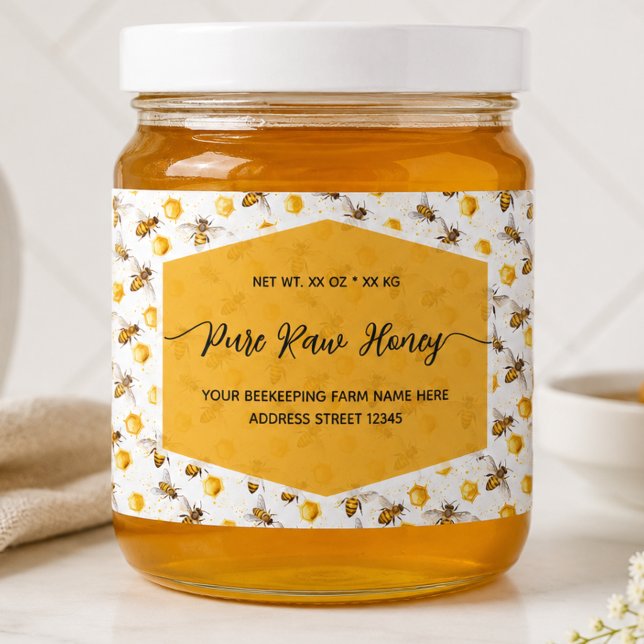 Bienenmuster Honigglas Etiketten  (Von Creator hochgeladen)