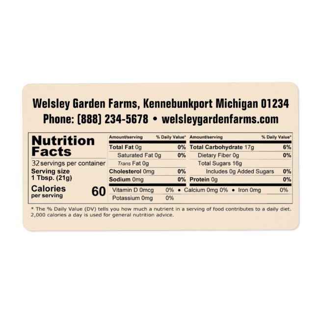 Bienenname Honey Nutrition Fakten Antikes Weiß (Vorne)