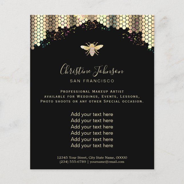 Bienenpastellwabe auf schwarz flyer (Vorne)