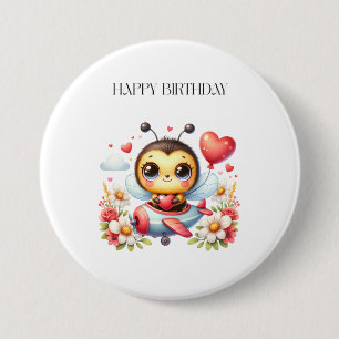 Bienenpilot Geburtstag Button