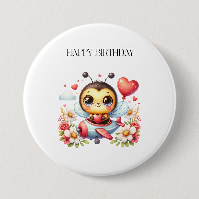Bienenpilot Geburtstag Button (Vorderseite)