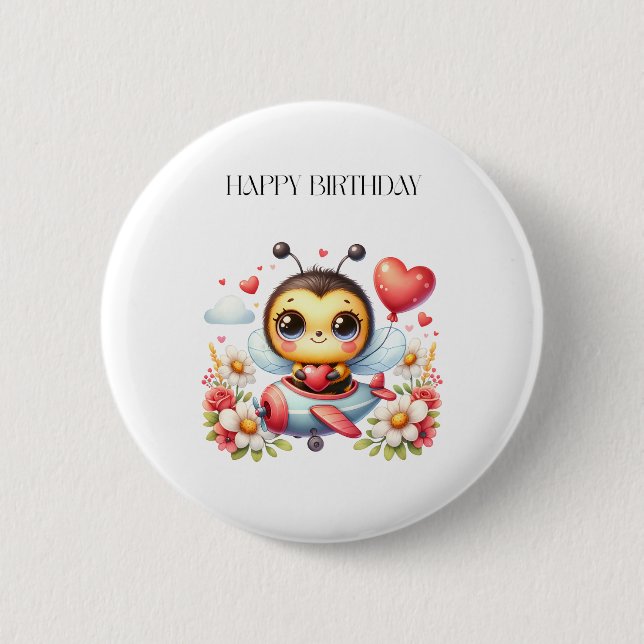 Bienenpilot Geburtstag Button (Vorderseite)