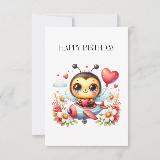 Bienenpilot Geburtstag RSVP Karte (Vorderseite)