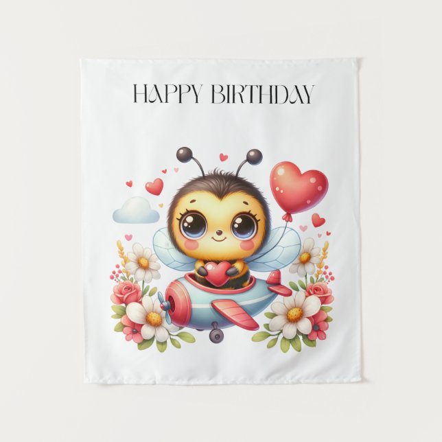 Bienenpilot Geburtstag Wandteppich (Vorderseite)