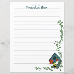 Bienen's Birdhouse Ballet Lined Paper Sheet