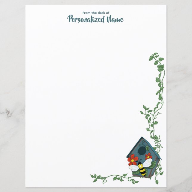 Bienen's Birdhouse Ballet unliniert Papier Blatt (Vorderseite)