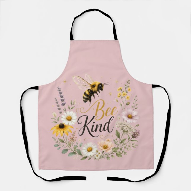 Bienenschürze mit Blumendruck Schürze (Vorderseite)