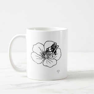 Bienensorte-Blumen-Bestäuber-Linienkunst-Tasse Kaffeetasse