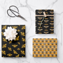 Bienensortiment: Fünf Wrapping Paper Sheets
