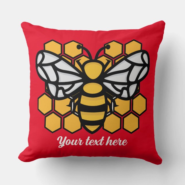 Bienenstock-bearbeitbares Kissen (Vorderseite)