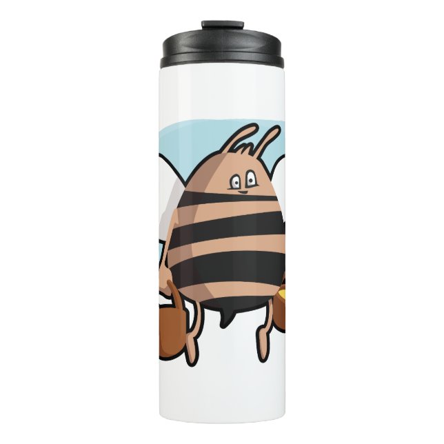 Bienenstock-Cartoon Thermosbecher (Vorderseite)