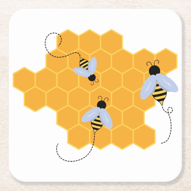 Bienenstock Rechteckiger Pappuntersetzer (Vorderseite)