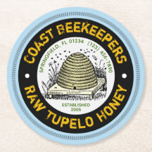 Bienenstock Tupelo-Honig Hellblaue Papieruntersetz