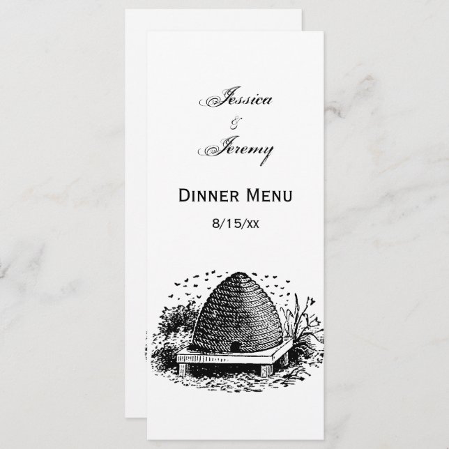 Bienenstock und Bienen #1 Heraldic Vintag Einladung (Vorne/Hinten)