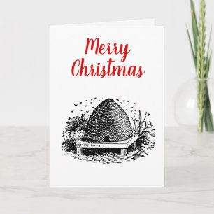 Bienenstock und Bienen #1 Heraldic Vintag Feiertagskarte