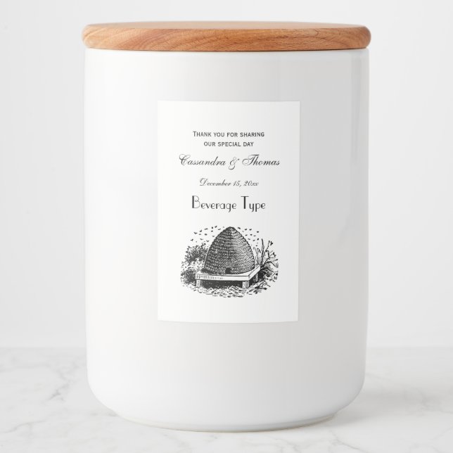 Bienenstock und Bienen #1 Heraldic Vintag Lebensmitteletikett (Vorderseite)