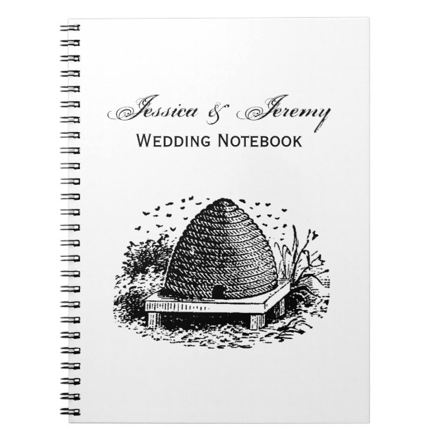 Bienenstock und Bienen #1 Heraldic Vintag Notizblock (Vorderseite)