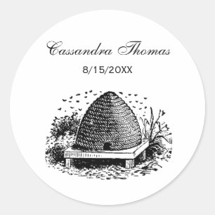 Bienenstock und Bienen #1 Heraldic Vintag Runder Aufkleber