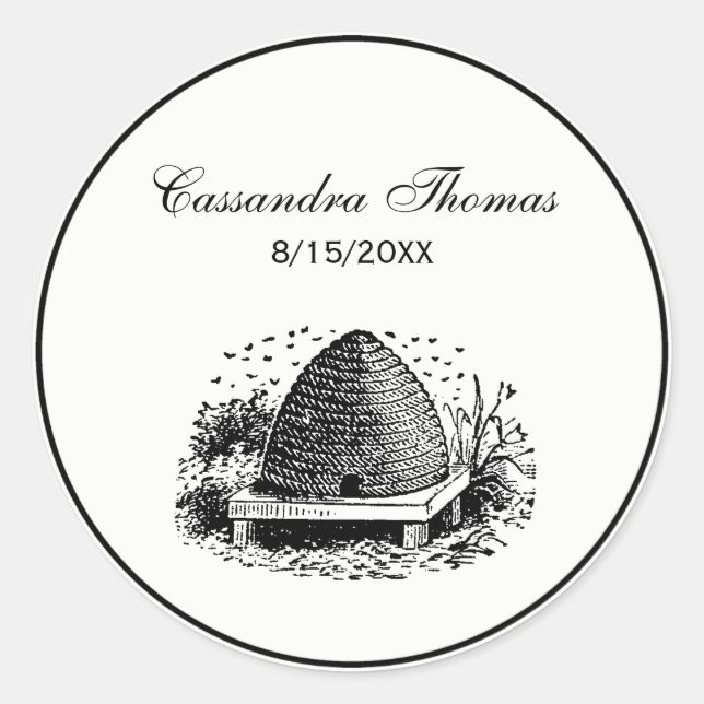 Bienenstock und Bienen #1 Heraldic Vintag Runder Aufkleber (Vorderseite)