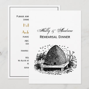 Bienenstock und Bienen #1 Heraldisch Vintage Einladung
