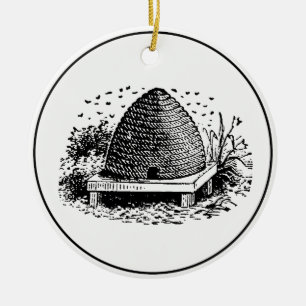 Bienenstock und Bienen #1 Heraldisch Vintage Keramik Ornament
