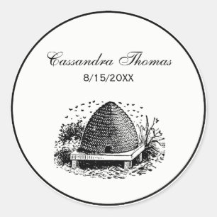 Bienenstock und Bienen #1 Heraldisch Vintage Runder Aufkleber