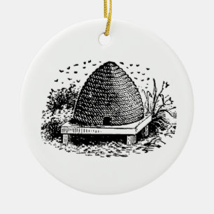 Bienenstock und Bienen #1 Heraldische Vintage Keramik Ornament