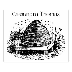 Bienenstock und Bienen #1 Heraldischer Vintager Na Gummistempel