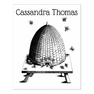 Bienenstock und Bienen #2 Heraldischer Vintager Na Gummistempel