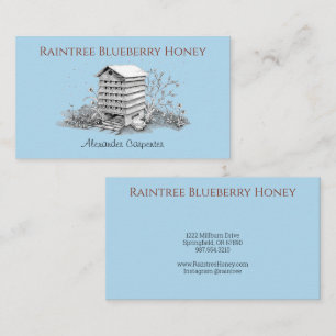 Bienenstock und Bienen Vintage Kornblumenblau Visitenkarte