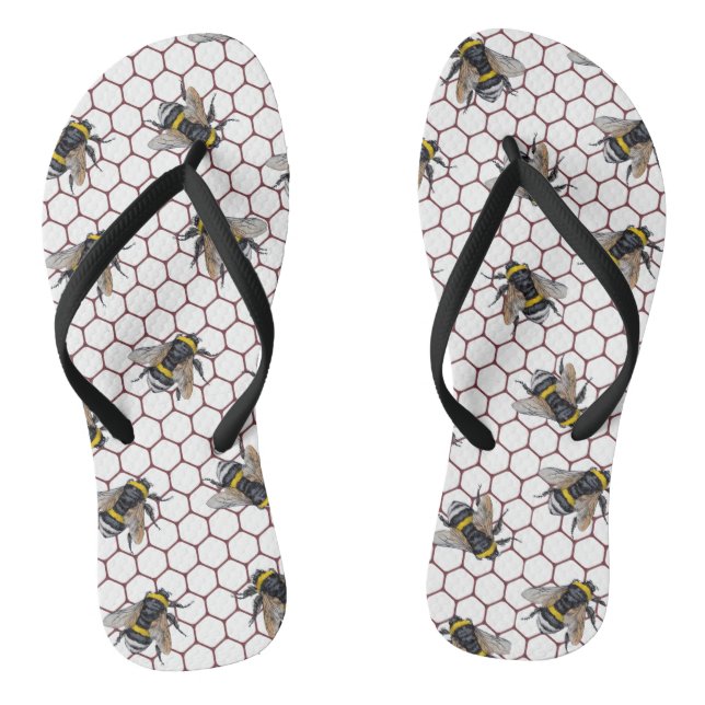 Bienenstock weiß. Honigknocheninsekt Bienenstock Flip Flops (Fußbett)