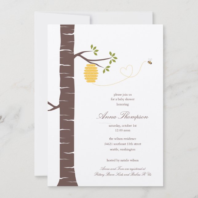 Bienenstockdusche/Party Einladung (Vorderseite)