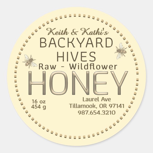 Bienenstöcke und kleine Bienen auf Elfenbein Runder Aufkleber (Vorderseite)