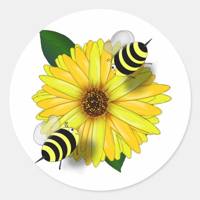 Bienenstromtag auf gelber Blume Runder Aufkleber (Vorderseite)