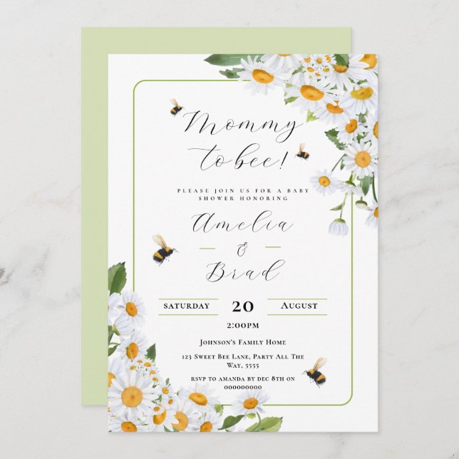Bienenstudio Mommy soll so süß wie möglich sein Einladung (Vorne/Hinten)